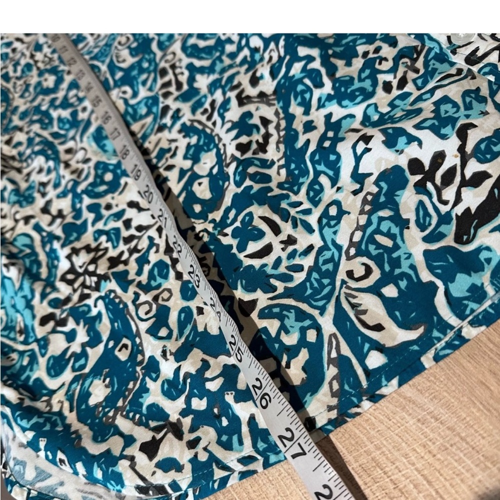 Crisp Cotton Chicos Shirt in Turquoise, Teal, Cobalt & White  3.5 ( 2X) - Picture 8 of 8